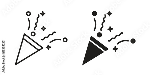 Congratulations icon vector in thin line and flat style with editable stroke