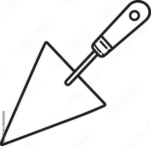 Trowel Silhouette in Black | Construction Hand Tool Icon