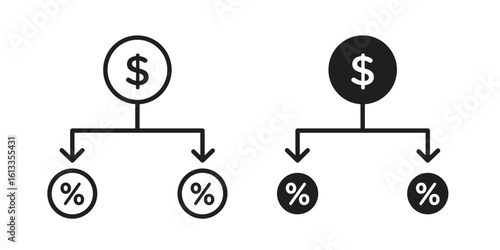 Commission icon vector in thin line and flat style with editable stroke
