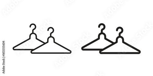 Clothes hanger icon vector in thin line and flat style with editable stroke