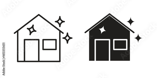 Clean house icon vector in thin line and flat style with editable stroke