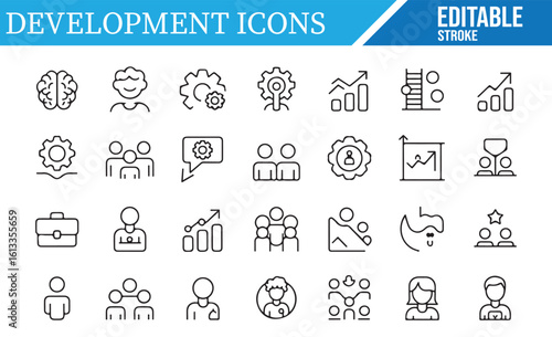 Editable Icons for Self-Improvement, Leadership, and Growth in Career Projects