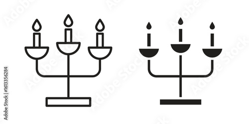 Candelabra icon vector in thin line and flat style with editable stroke