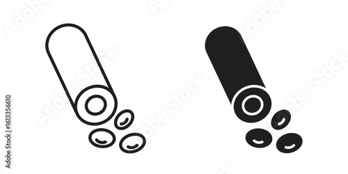 Blood vessel icon vector in thin line and flat style with editable stroke