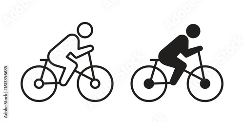Bicycle rider icon vector in thin line and flat style with editable stroke