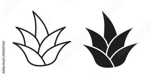 Aloe vera icon vector in thin line and flat style with editable stroke