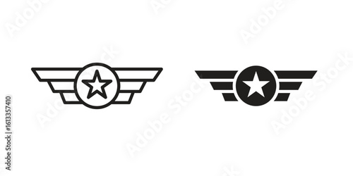 Air force icon vector in thin line and flat style with editable stroke