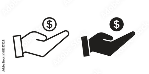 Affordable icon vector in thin line and flat style with editable stroke