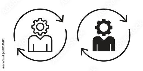 Adaptation icon vector in thin line and flat style with editable stroke