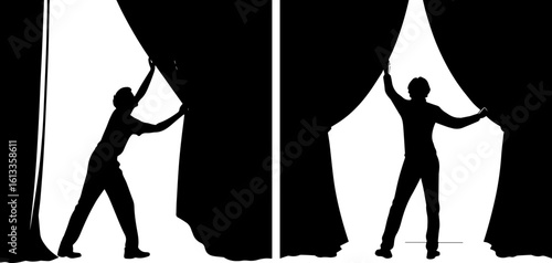 Silhouettes Opening Curtains - Stage Reveal & New Beginning Concept