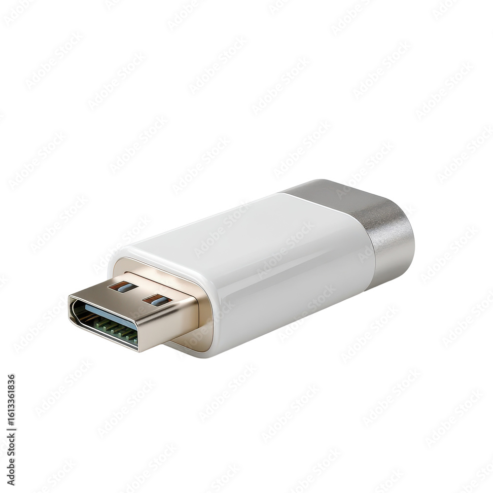 Branded USB-C adapter isoleted on transparent background . Branded USB-C adapter isoleted on transparent background .