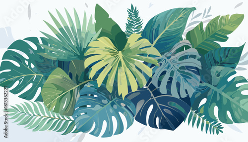 abundance of tropical greenery leaves Background Illustration vector printed