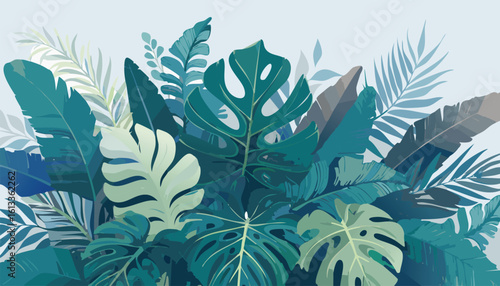 abundance of tropical greenery leaves Background Illustration vector printed