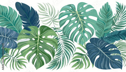 abundance of tropical greenery leaves Background Illustration vector printed