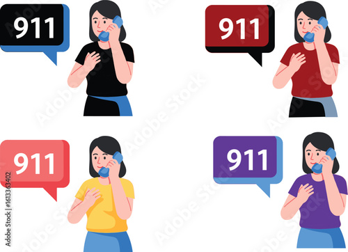 Woman in distress calling emergency services for urgent help
