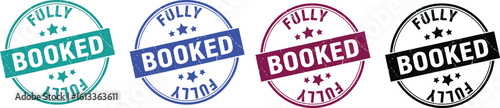 Green rubber stamp with the words fully booked and stars