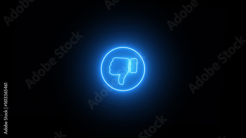 Thumbs down dislike icon for social media apps Neon circle dislike icon. Dislike icon.