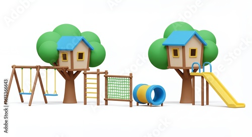 Colorful childrens playground equipment