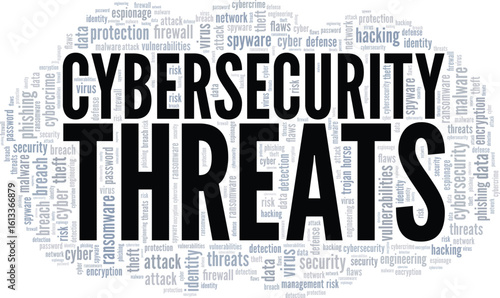 Cybersecurity Threats word cloud conceptual design isolated on white background.