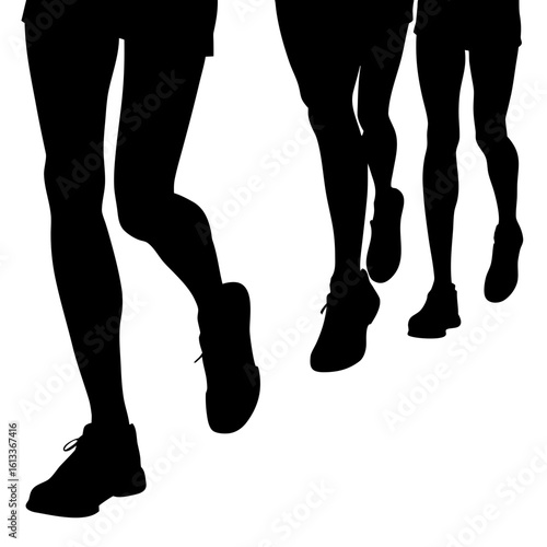 Runners legs and feet in motion black silhouette vector illustration