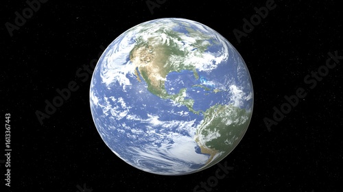 Fototapeta Naklejka Na Ścianę i Meble -  A photograph depicts planet earth floating in the dark expanse