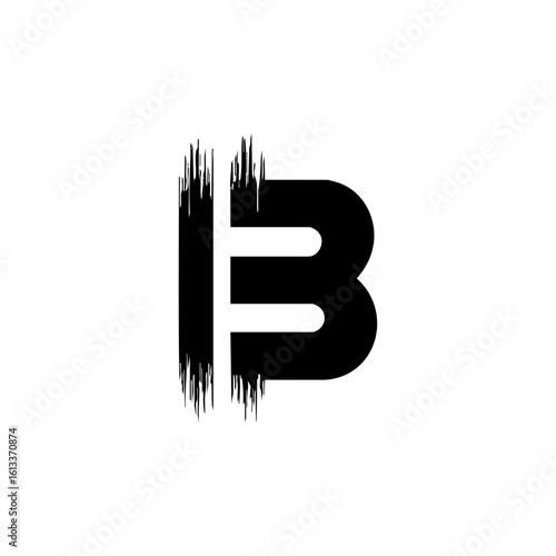 Minimalist and modern letter B vector with glitch-style vertical distortions, symbolizing digital interference and tech-inspired design.

