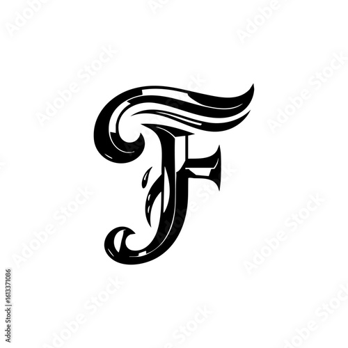 Glossy vector letter F with a smooth modern design and sweeping hairline curves, blending elegance and contemporary aesthetics.

