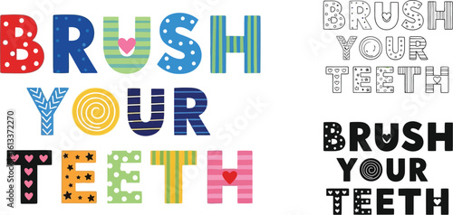 Brush your teeth vector illustration dental care for kids oral hygiene tooth health art