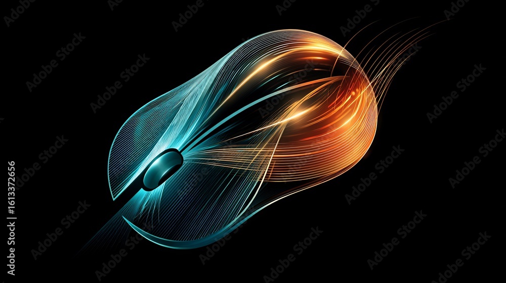 Obraz premium Abstract Glowing Computer Mouse on Black Background