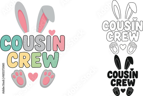 Cousin crew easter svg design, easter bunny ears, easter family shirt, easter cousin crew svg