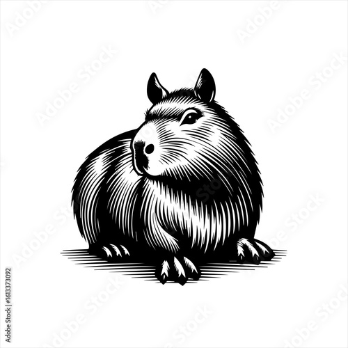 Capybara sitting isolated on white background