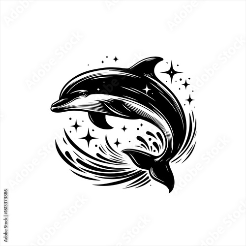 A jumping dolphin in water