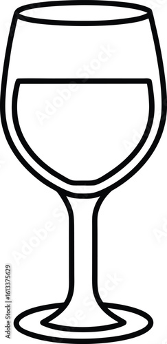 simple outline drawing of wine glass filled with liquid vector illustration eps