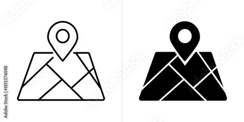 Map Pin line and solid web icon set. Vector illustration