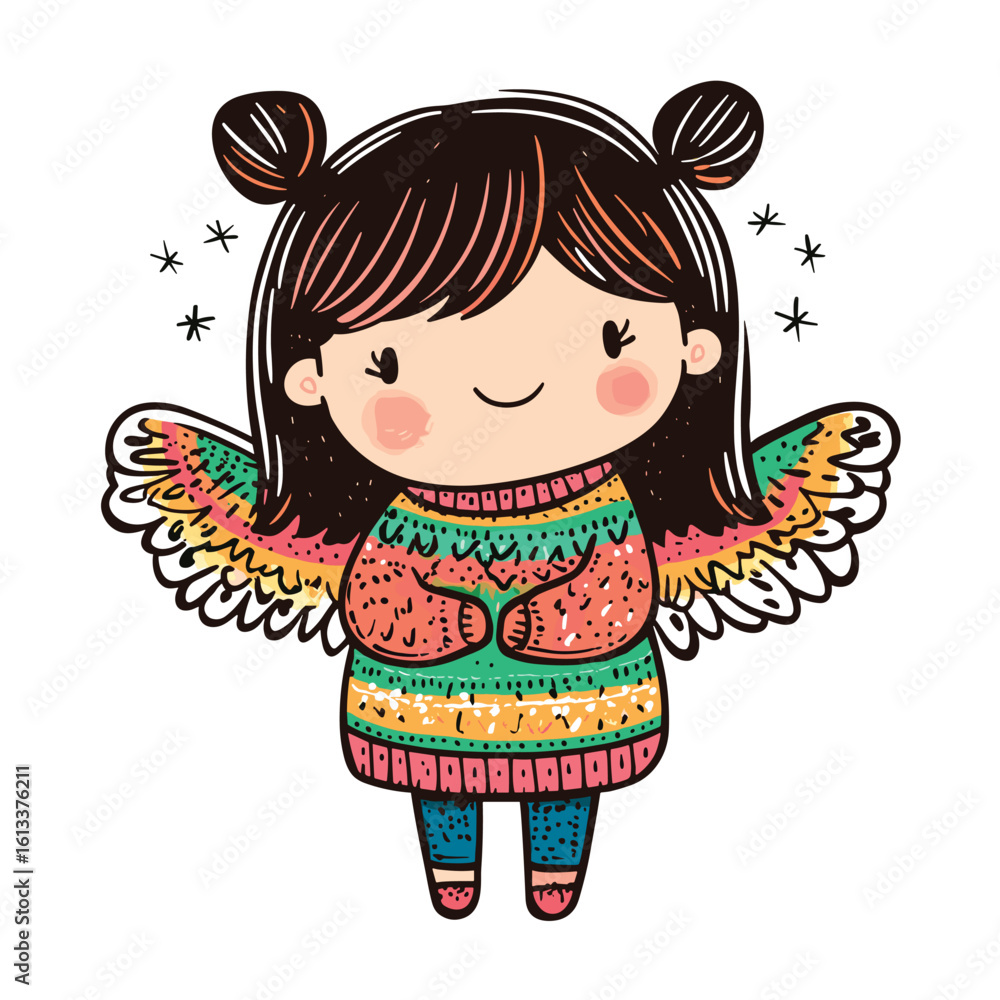 Obraz premium cute little angel childish isolated vector illustration