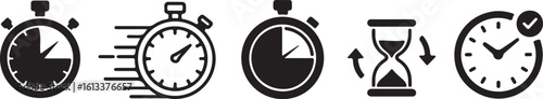 Time management clock stopwatch, hourglass