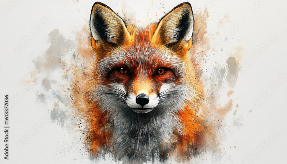 Fototapeta premium beauty and cunning, painting of a fox in watercolor style