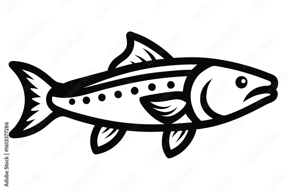 Fototapeta premium Solid color Tiger Trout animal vector design