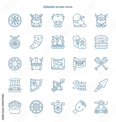 Viking stroke icon. Viking line icon set. editable stroke icon pack