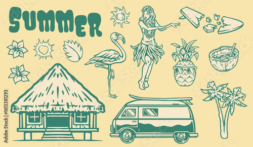 Summer vibes with tropical elements and activities