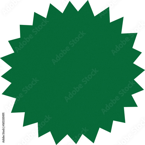Green starburst shape isolated on transparent background