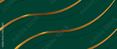 Dark green digital art waves with gold light in the middle, design background for element design.