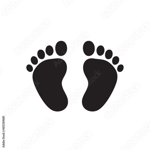 Black baby footprints white infant