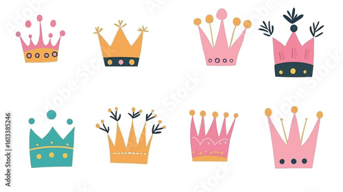 Artistic crown design vector illustration, elegant royal headpiece with decorative details on white background