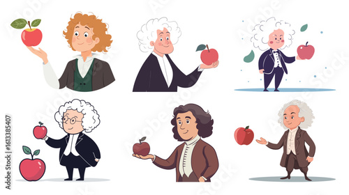 Cartoon Character of Newton Looking Curious – Fun Educational Scientist Illustration