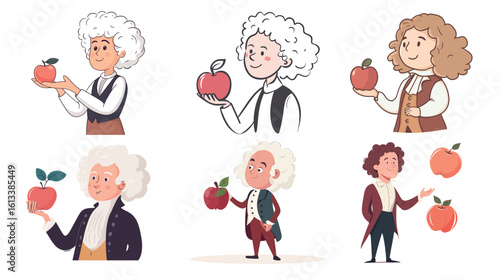 Cartoon Character of Newton Looking Curious – Fun Educational Scientist Illustration