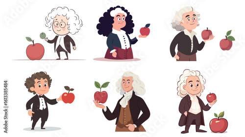 Cartoon Character of Newton Looking Curious – Fun Educational Scientist Illustration