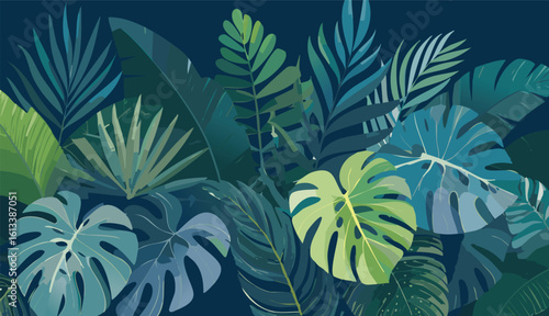 abundance of tropical greenery leaves Background Illustration vector printed