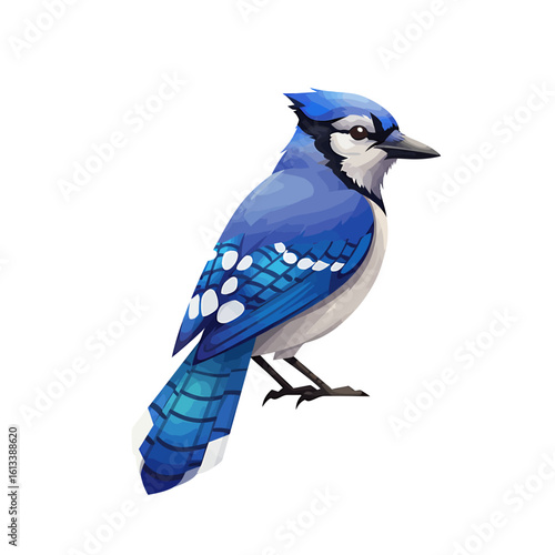 Majestic Blue Jay Portrait: A captivating studio portrait of a vibrant blue jay, showcasing its distinctive plumage.