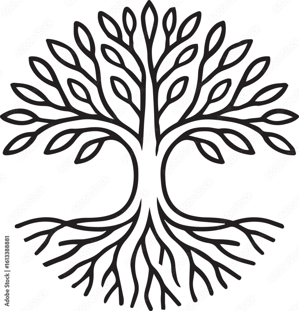 Obraz premium Stylized tree of life emblem isolated on white background